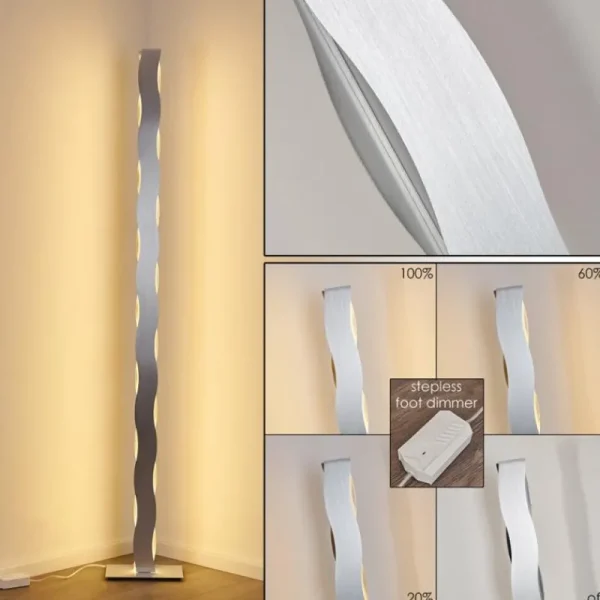 hofstein Lampadaire Nagold LED Chrome, Nickel mat, 1 lumière* Lampes Modernes