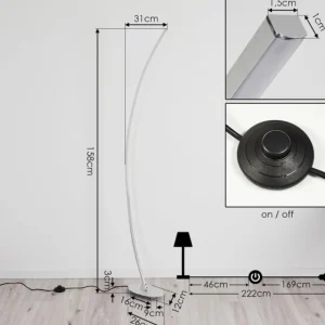 hofstein Lampadaire Nagu LED Nickel mat, 1 lumière* Lampes Modernes
