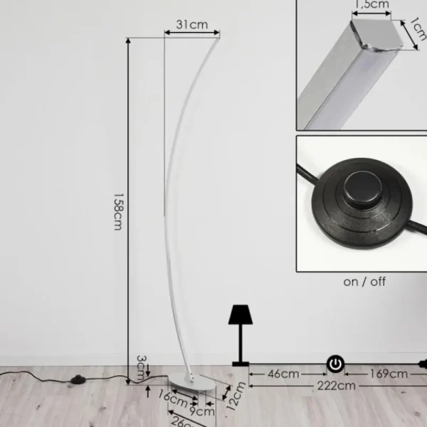 hofstein Lampadaire Nagu LED Nickel mat, 1 lumière* Lampes Modernes