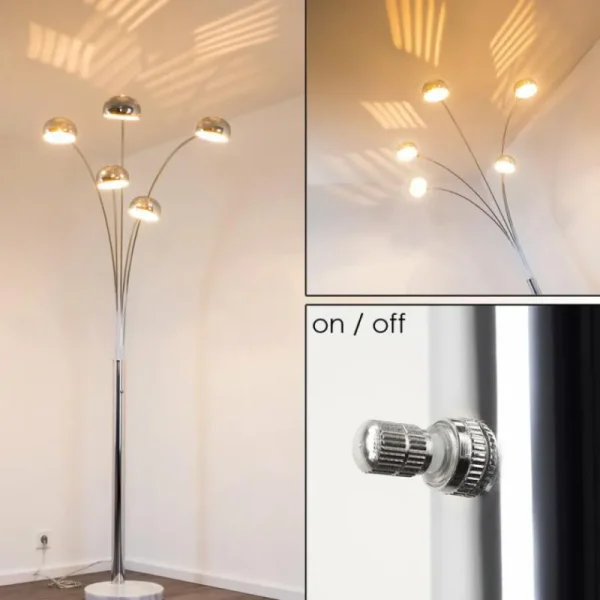 hofstein Lampadaire Nikkala Chrome, 5 lumières* Lampes Modernes