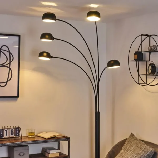 hofstein Lampadaire Nikkala Noir, 5 lumières* Lampes Modernes