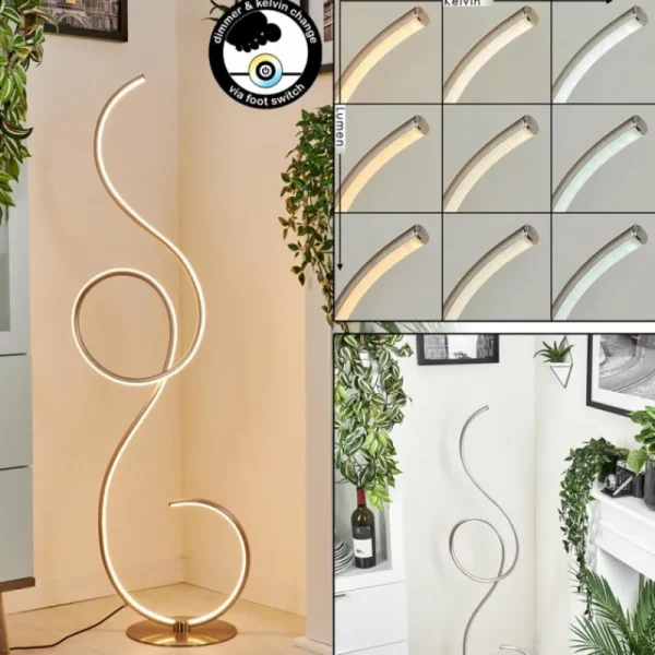 hofstein Lampadaire Olok LED Nickel mat, 1 lumière* Lampes Modernes