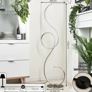 hofstein Lampadaire Olok LED Nickel mat, 1 lumière* Lampes Modernes