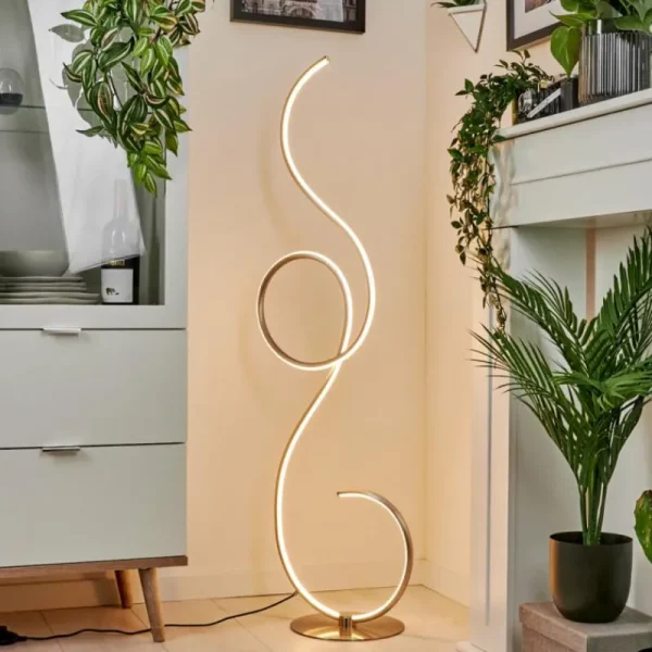 hofstein Lampadaire Olok LED Nickel mat, 1 lumière* Lampes Modernes