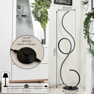 hofstein Lampadaire Olok LED Noir, 1 lumière* Lampes Modernes