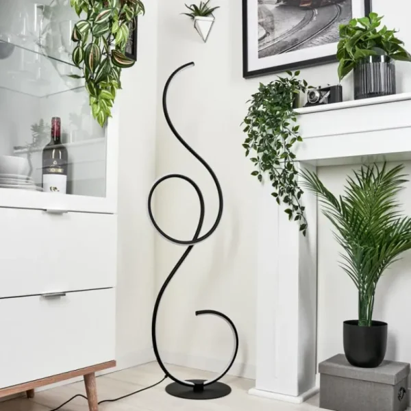 hofstein Lampadaire Olok LED Noir, 1 lumière* Lampes Modernes