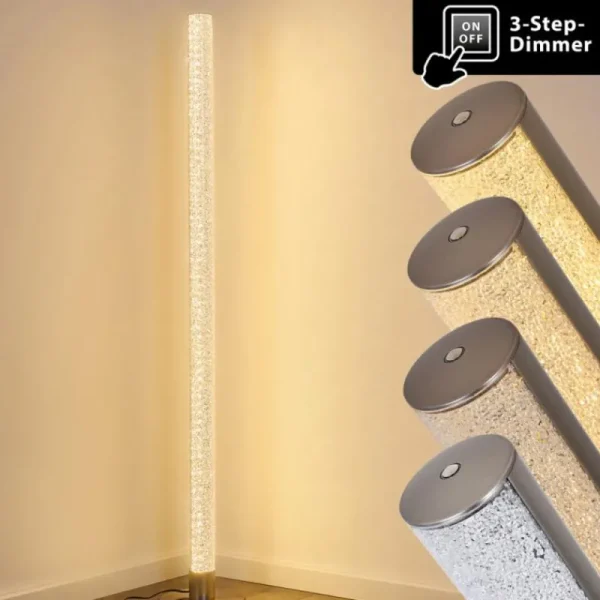 hofstein Lampadaire Pipe LED Nickel mat, 1 lumière* Lampes Modernes
