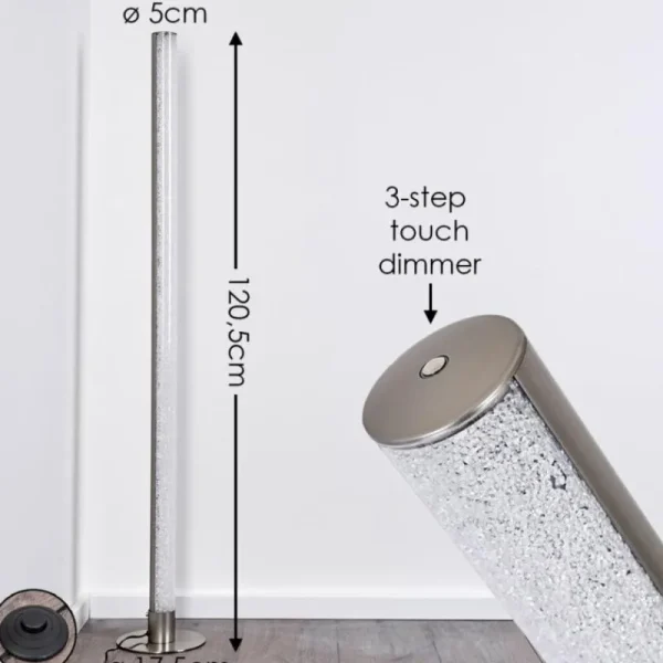 hofstein Lampadaire Pipe LED Nickel mat, 1 lumière* Lampes Modernes