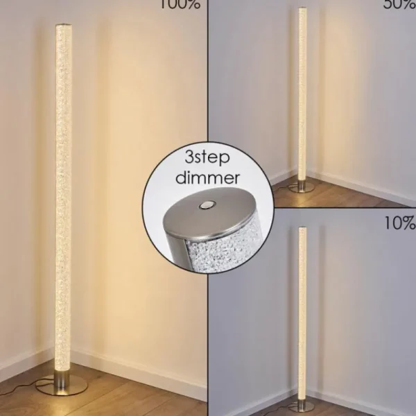 hofstein Lampadaire Pipe LED Nickel mat, 1 lumière* Lampes Modernes