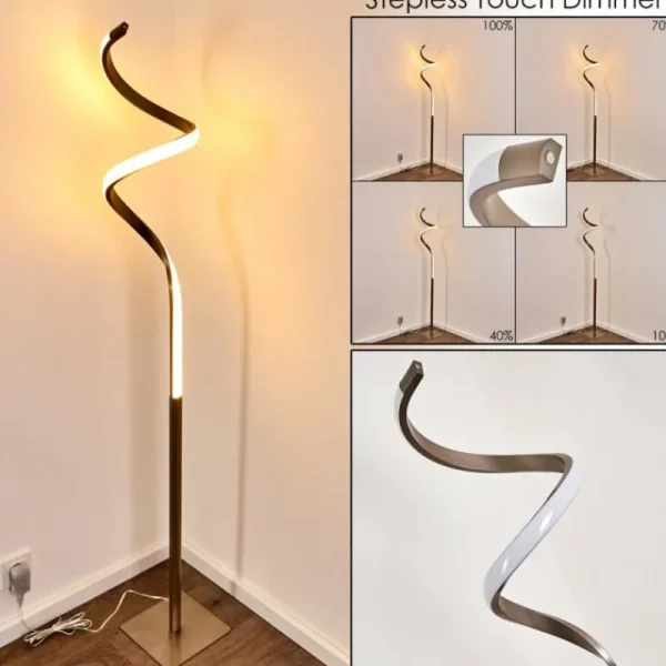 hofstein Lampadaire Pitasch LED Nickel mat, 1 lumière* Lampes Modernes