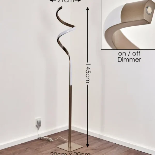 hofstein Lampadaire Pitasch LED Nickel mat, 1 lumière* Lampes Modernes