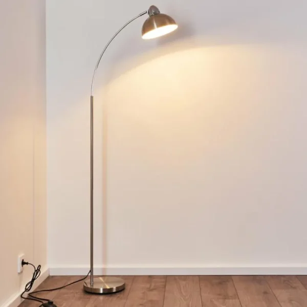 hofstein Lampadaire Poitou Nickel mat, 1 lumière* Lampes Modernes