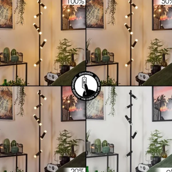 hofstein Lampadaire Pousseline LED Noir, 1 lumière* Lampes Modernes