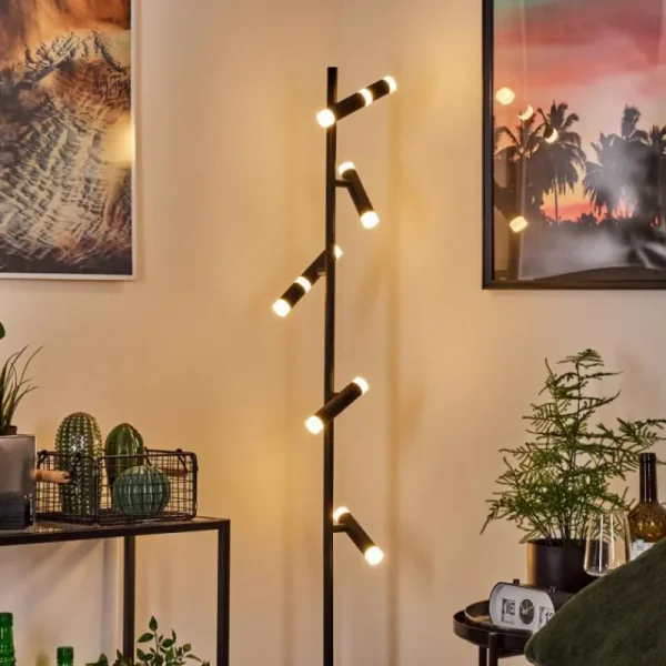 hofstein Lampadaire Pousseline LED Noir, 1 lumière* Lampes Modernes