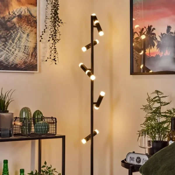 hofstein Lampadaire Pousseline LED Noir, 1 lumière* Lampes Modernes