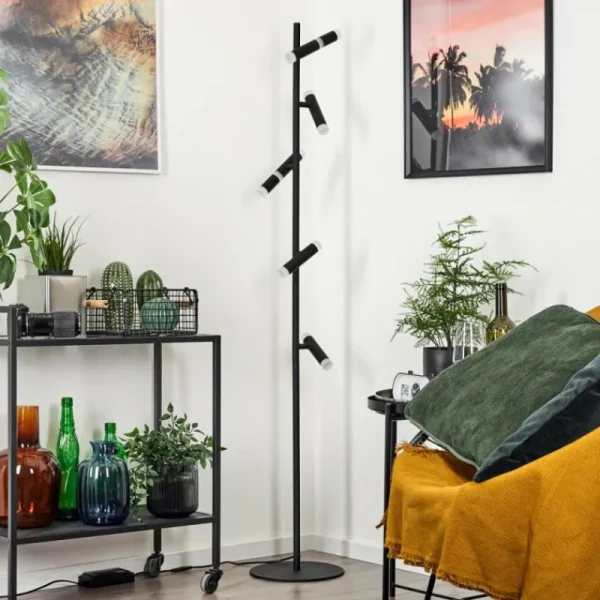 hofstein Lampadaire Pousseline LED Noir, 1 lumière* Lampes Modernes