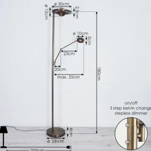 hofstein Lampadaire Rabeja LED Laiton, 2 lumières* Lampes Modernes