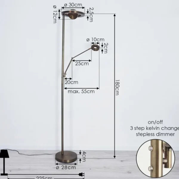 hofstein Lampadaire Rabeja LED Laiton, 2 lumières* Lampes Modernes
