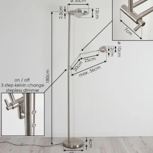 hofstein Lampadaire Rabeja LED Nickel mat, 2 lumières* Lampes Modernes