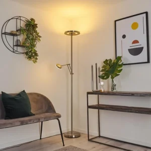hofstein Lampadaire Rabeja LED Nickel mat, 2 lumières* Lampes Modernes
