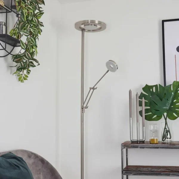 hofstein Lampadaire Rabeja LED Nickel mat, 2 lumières* Lampes Modernes