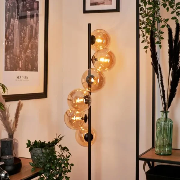 hofstein Lampadaire Remaisnil Ambre, 6 lumières* Lampes En Verre