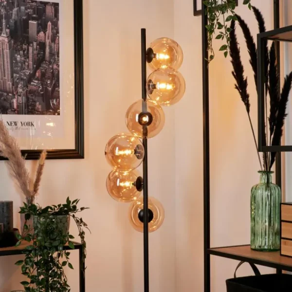 hofstein Lampadaire Remaisnil Ambre, 6 lumières* Lampes En Verre