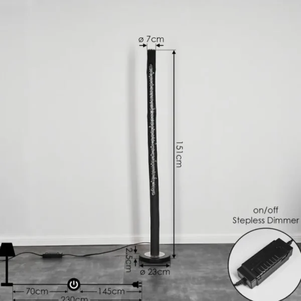 hofstein Lampadaire Rodeche LED Nickel mat, Noir, 1 lumière* Lampes Modernes