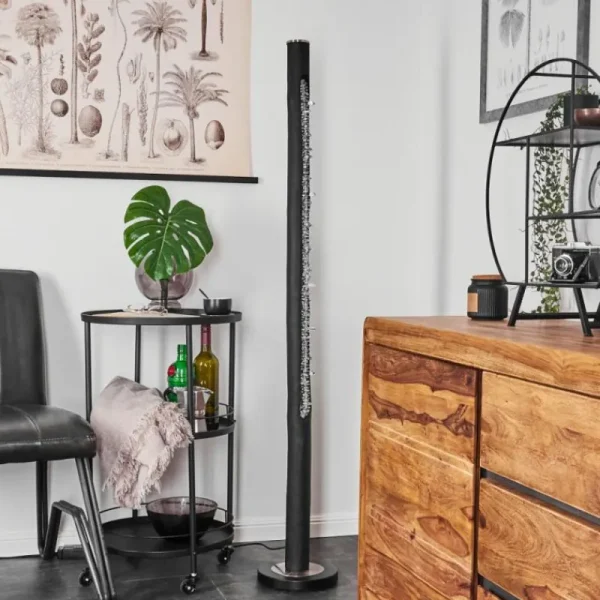 hofstein Lampadaire Rodeche LED Nickel mat, Noir, 1 lumière* Lampes Modernes