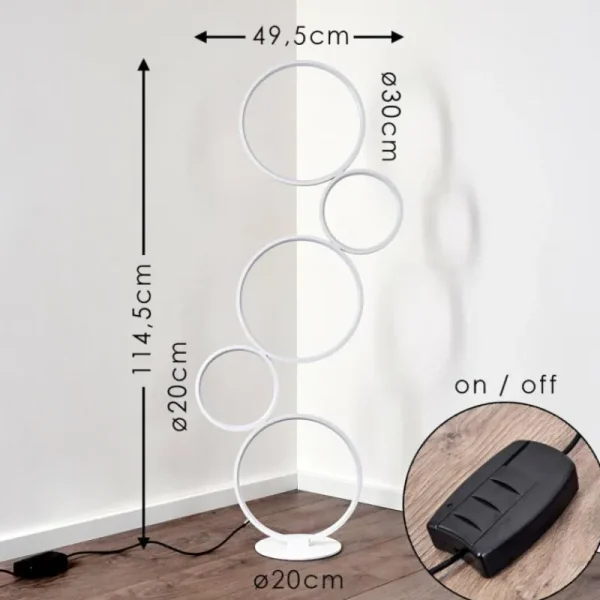 hofstein Lampadaire Rodekro LED Blanc, 1 lumière* Lampes Modernes