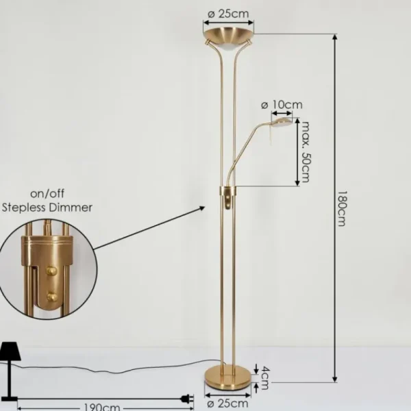 hofstein Lampadaire Rom LED Vieux laiton, 2 lumières* Lampes Modernes