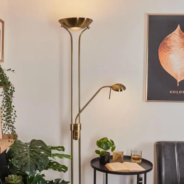 hofstein Lampadaire Rom LED Vieux laiton, 2 lumières* Lampes Modernes