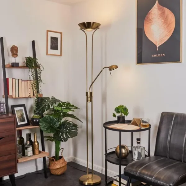 hofstein Lampadaire Rom LED Vieux laiton, 2 lumières* Lampes Modernes