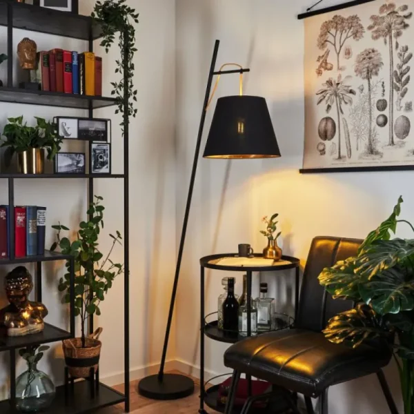 hofstein Lampadaire Saillon Noir, 1 lumière* Lampes Modernes