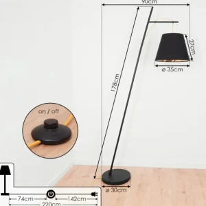hofstein Lampadaire Saillon Noir, 1 lumière* Lampes Modernes