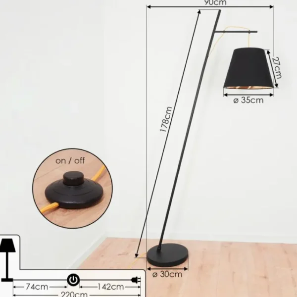 hofstein Lampadaire Saillon Noir, 1 lumière* Lampes Modernes