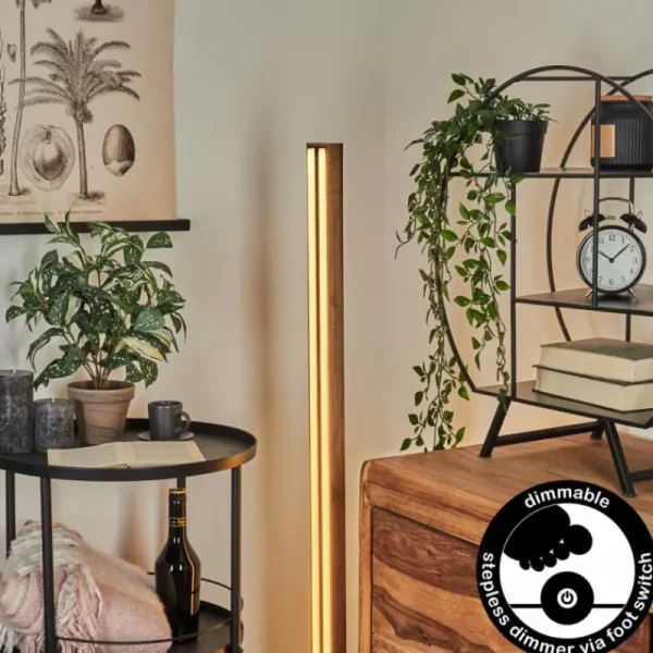 hofstein Lampadaire Salmi LED Couleur bois, Noir, 1 lumière* Lampes Modernes