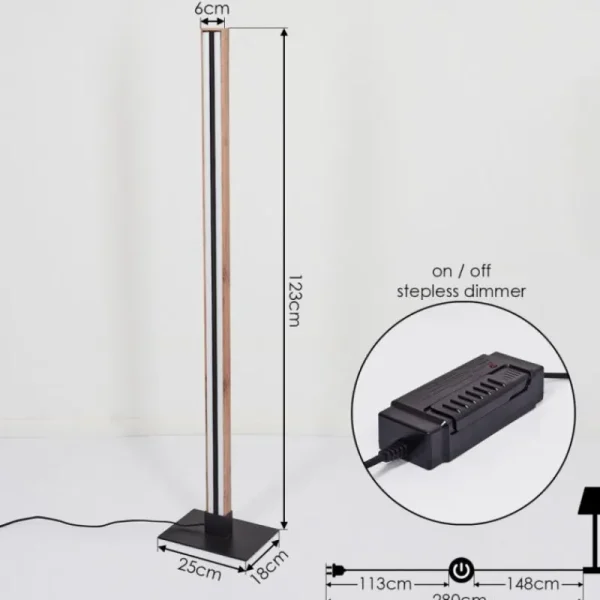 hofstein Lampadaire Salmi LED Couleur bois, Noir, 1 lumière* Lampes Modernes