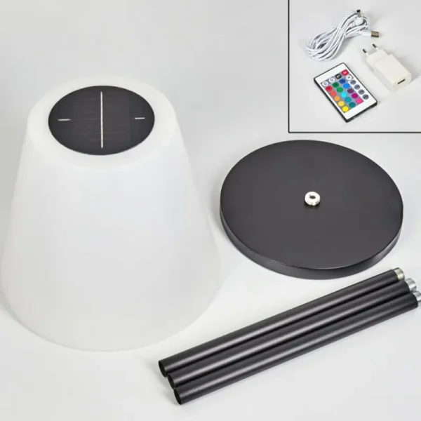 hofstein Lampadaire solaire d'extérieur Fisao LED Noir, 41 lumières, Télécommandes* Lampes Modernes