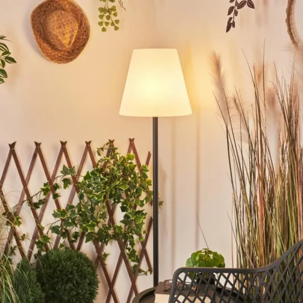 hofstein Lampadaire solaire d'extérieur Fisao LED Noir, 41 lumières, Télécommandes* Lampes Modernes