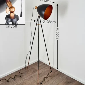 hofstein Lampadaire Sorsele Cuivre, Noir, 1 lumière* Lampes Modernes