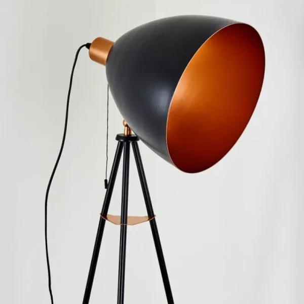 hofstein Lampadaire Sorsele Cuivre, Noir, 1 lumière* Lampes Modernes