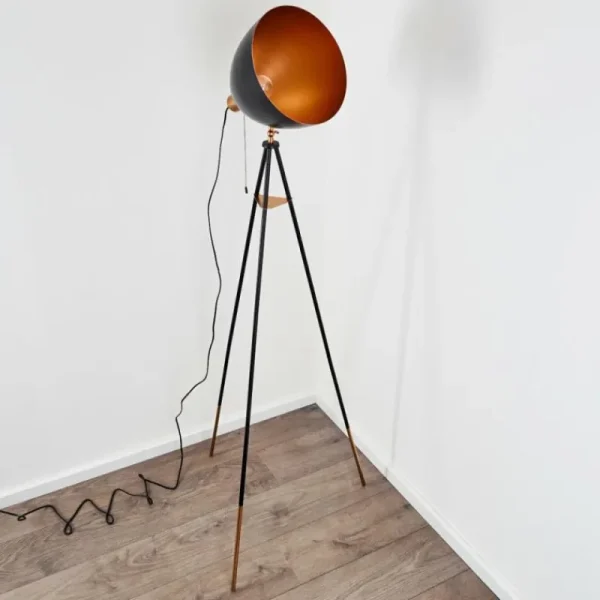 hofstein Lampadaire Sorsele Cuivre, Noir, 1 lumière* Lampes Modernes