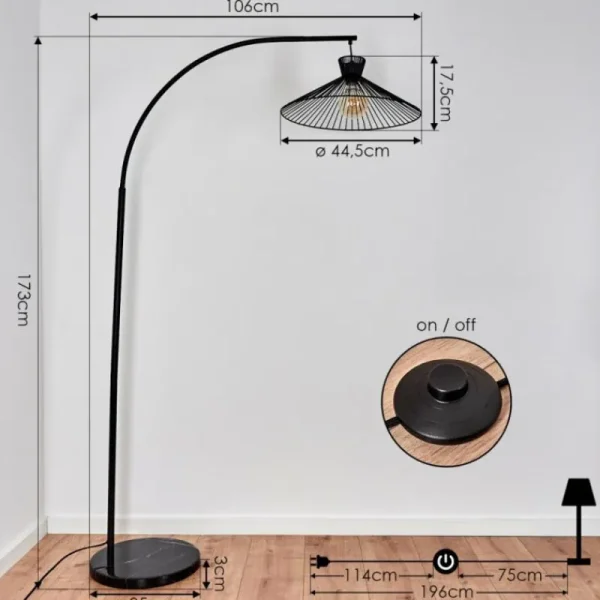 hofstein Lampadaire Tamins Noir, 1 lumière* Lampes Modernes