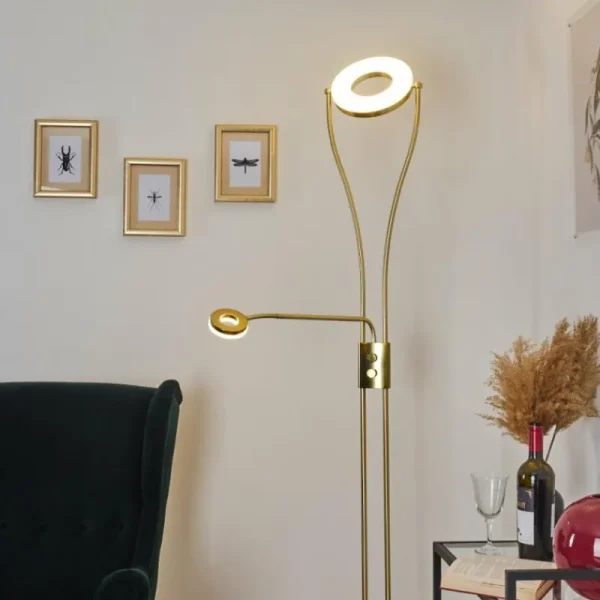 hofstein Lampadaire Tierz LED Laiton, 2 lumières* Lampes Modernes