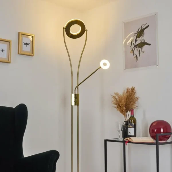 hofstein Lampadaire Tierz LED Laiton, 2 lumières* Lampes Modernes