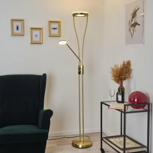 hofstein Lampadaire Tierz LED Laiton, 2 lumières* Lampes Modernes