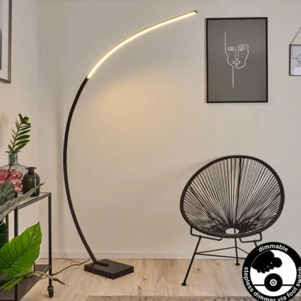 hofstein Lampadaire Tobillos LED Noir, 1 lumière* Lampes Modernes