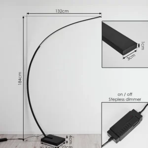 hofstein Lampadaire Tobillos LED Noir, 1 lumière* Lampes Modernes