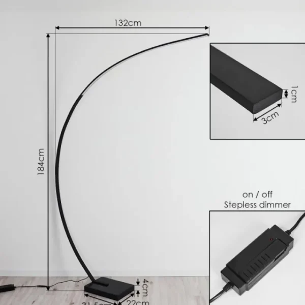 hofstein Lampadaire Tobillos LED Noir, 1 lumière* Lampes Modernes